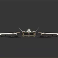 Futuristic Spaceship Model With White Gold Streamlined Design Wing Structure And Detailed Cockpit