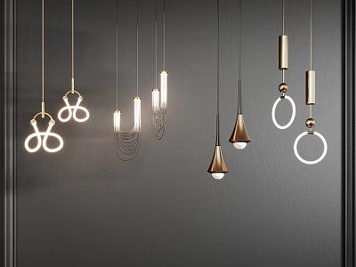 Modern Pendant Lights With Geometric Shapes And Metal Frames For Interior Lighting 3d model
