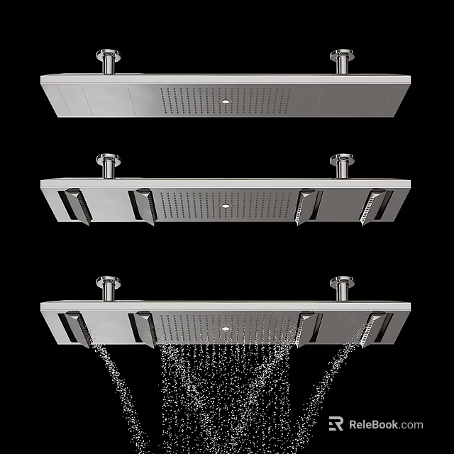 Modern Chrome Rain Shower Head with Smooth Water Flow and Multiple Spray Functions Design 3d model 