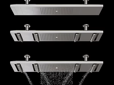 Modern Chrome Rain Shower Head with Smooth Water Flow and Multiple Spray Functions Design 3d model