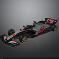 Haas Formula 1 Racing Car With White Red Black Livery And Aerodynamic Design