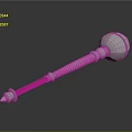 Silver Fantasy Weapon With Red Grip Spiral Design Spherical Head And Spiked End
