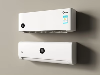 Modern White Wall Mounted Air Conditioner Fans With Digital Control And Slim Design 3d model