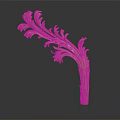 Intricate Artistic Wooden Carving With Leafy Curled Patterns And Textured Surface For Decorative Ornament