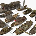 Assorted Traditional Wooden Boats Collection with Various Vintage Designs and Detailed Features