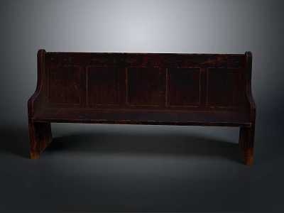 Dark Wooden Outdoor Bench With Backrest And Simple Design For Garden Patio 3d model