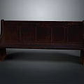 Dark Wooden Outdoor Bench With Backrest And Simple Design For Garden Patio