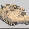 Military Tank Featuring Desert Camouflage Turret Main Gun Tracks And Top Equipment