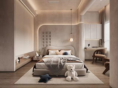 Cozy Kids Bedroom Interior With Plush Teddy Bear And Soft Lighting 3d model