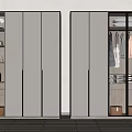 Modern Wardrobe Interior with Glass Doors Hanging Area and Storage Shelves