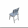 Light Blue Single Chair With Breathable Backrest And White Metal Frame 3d model