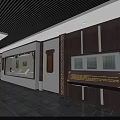 Traditional Chinese Exhibition Hall Interior With Wooden Decorations Display Cabinets And Lighting