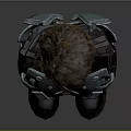3D Sci Fi Character With Transparent Mechanical Torso Blue Glowing Interior Brown Pants And Boots