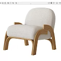 Modern Leisure Chair With Curved Wooden Frame And Soft Beige Upholstered Seat