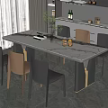 Sleek Modern Dining Table Set With Marble Top And Mixed Color Chairs And Metal Legs