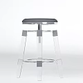 Transparent Acrylic Bar Stool With Black Padded Seat Modern Design