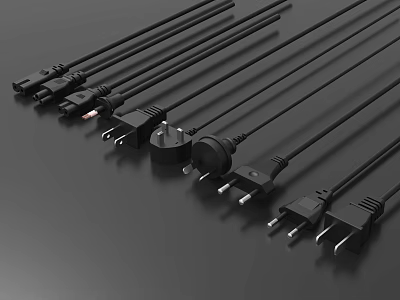 Diverse Commercial Equipment Power Cables With Various Plug Types For Business Use 3d model