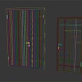 Dark Metal Furniture Doors Including Double With Vertical Slats And Single With Geometric Grid Design