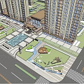 Modern Residential Landscape With Colorful Paved Areas Lush Green Lawns And Recreational Spaces