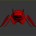Red Ant 3D Model with Shiny Surface on Gray Gradient Background