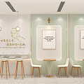 Modern Bubble Tea Shop Interior With Simple Counter And Green Cactus Decor 3d model