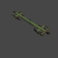 Industrial Flatbed Railcar With Metal Frame And Wheels On Railway Tracks