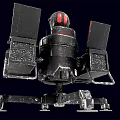 Black Industrial Mechanical Structure With Red Top Component Metal Stands And Panels