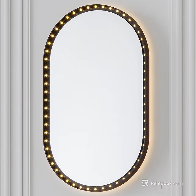Modern Oval Mirror With LED Lighted Edge For Contemporary Home Decor 3d model