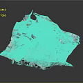 Detailed 3D Terrain Model With Irregular Surface Texture Colorful Patterns Cracks And Undulations