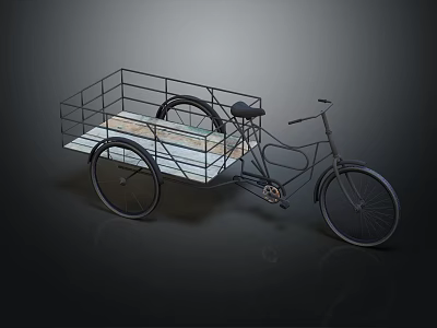 Practical Cargo Tricycle With Metal Frame Basket And Black Seat Design 3d model
