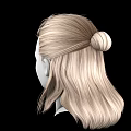 Game and Movie Character 3D Head Model With Long Blonde Hair and Center Part Design