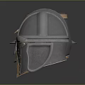 Various Styles of Shiny Metal Helmets Arranged on Dark Background