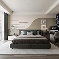 Modern Kids Room Interior Design With Bed Desk Decorative Paintings Window And Soft Carpet