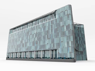 Modern Office Building Featuring Blue Green Glass Facade And Neat Window Layout 3d model