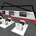 Interactive Zone Setup With Display Screens And Game Steering Wheel Booths 3d model