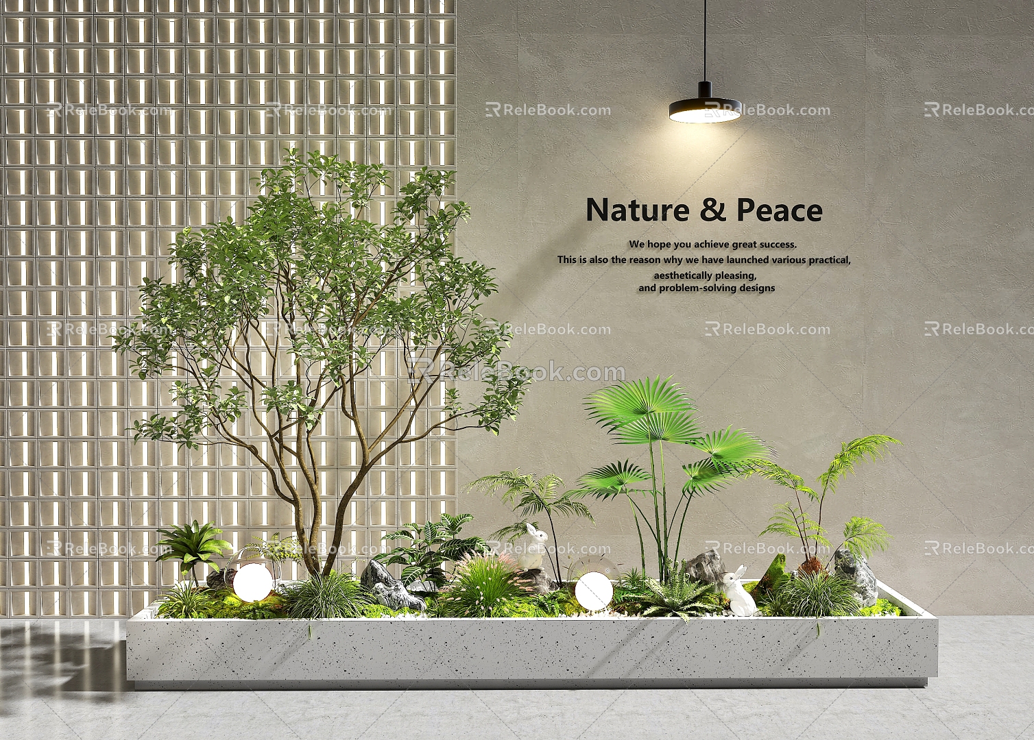 Indoor Landscape Landscape Landscape Tree Green Plant Combination Courtyard Landscape model