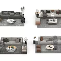 Elegant Modern Sofa and Coffee Table Set with Accent Chairs and Area Rug 3d model