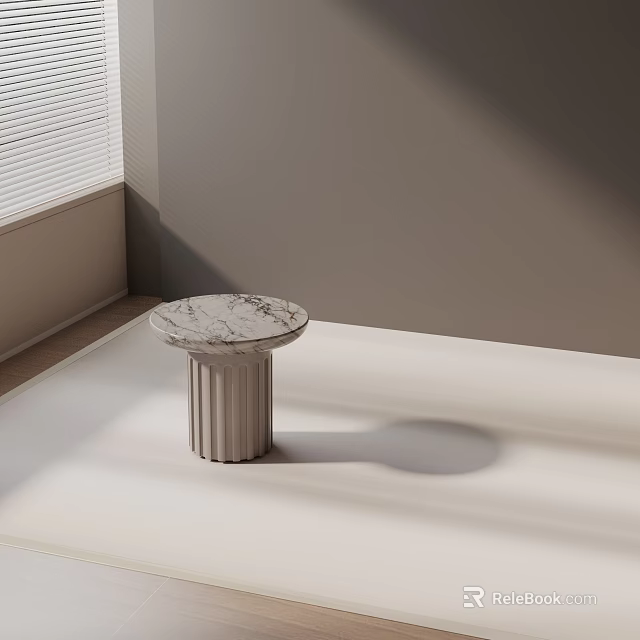 Round Marble Top Side Table With Column Base For Modern Minimalist Interior Design 3d model 