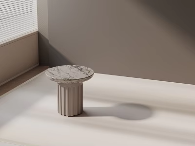 Round Marble Top Side Table With Column Base For Modern Minimalist Interior Design 3d model