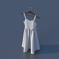 Casual White Polka Dot Spaghetti Strap Dress on Wooden Hanger