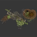 Modern Decorative Landscape With Green Plants Stone Accents And White Flowers