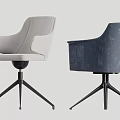 Modern Office Chair With Gray Blue Upholstery And Black Tripod Base