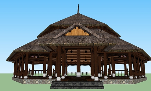 Southeast Asia Pavilion Large Pavilion Bell Tower Church Architecture Monastery 3d model