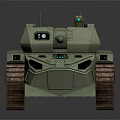 Modern Green Military Tank With Turret Cannon Tracks And Sensor Lights