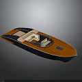 Sleek Black Speedboat with Wooden Deck Transparent Windshield and Light Colored Seats