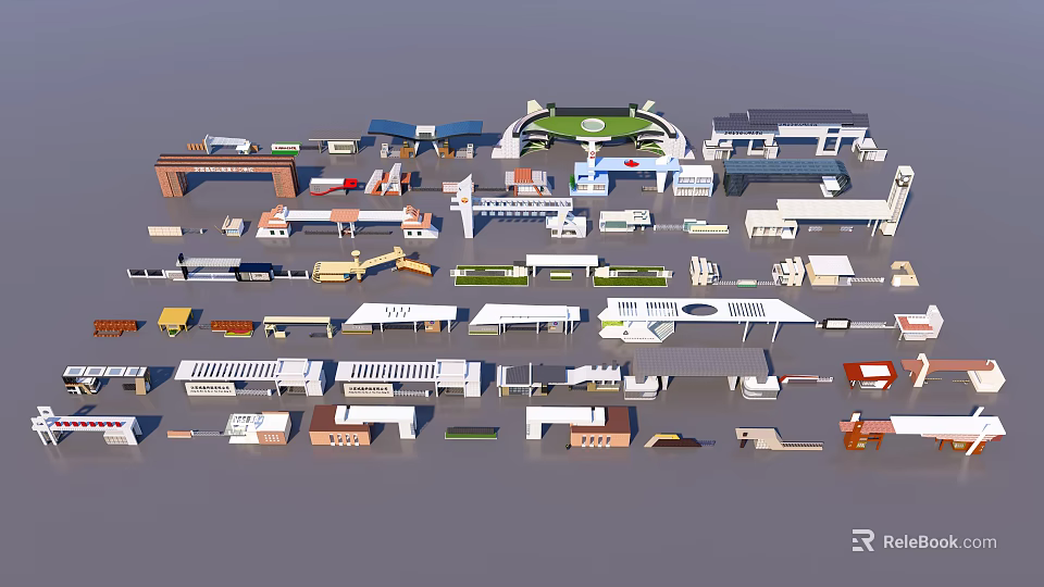 Entrance Gates Various Designed Architectural Models with Multiple Styles Colors and Shapes 3d model