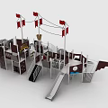 Fun Pirate Ship Themed Playground Structure With Slides Flags And Platforms 3d model