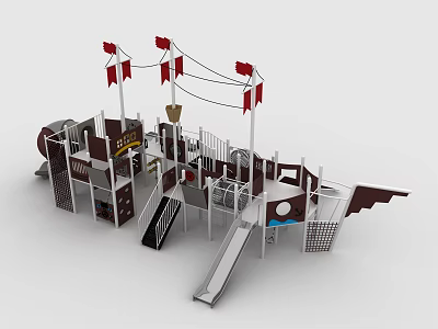 Outdoor non-standard outdoor amusement equipment outdoor pirate ship pe board pirate ship 3d model