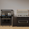 Modern Kitchen Cooker Units With Oven And Cooktop In Black Silver Frames