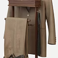 Brown Men's Wool Blend Suit Set with Coat Pants Tie on Wooden Display Stand